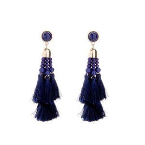 Navy Tassel Earrings